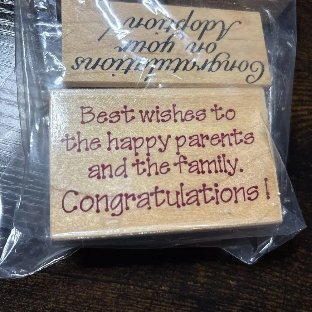 4 Vintage Rubber Stamps - Baby And Adoption -Nice Condition